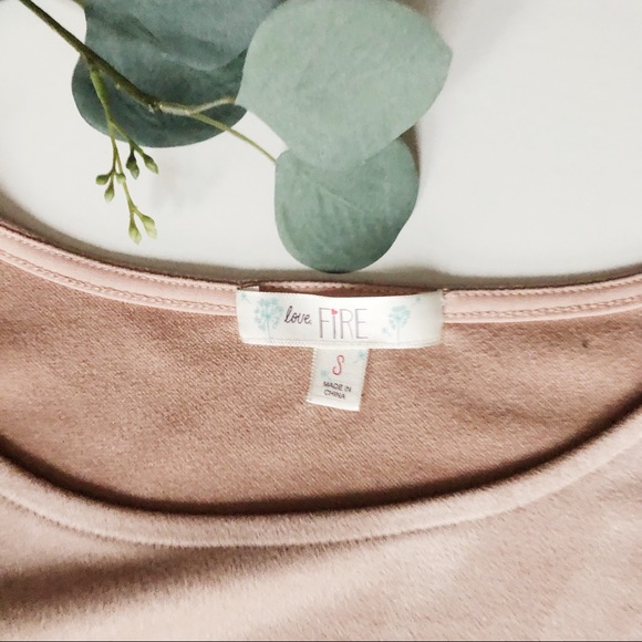 🍍Love Fire faux suede light pink/nude top - Picture 2 of 5